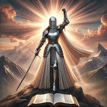 DALL·E 2025-02-08 13.24.13 - A powerful, inspiring digital artwork featuring a female warrior in full modest armor, standing on a high mountain with arms raised toward the sky. Sh